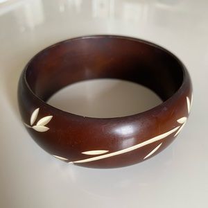 Carved wooden bangle bracelet